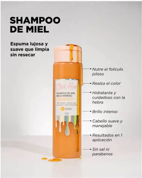 CLICK HAIR SHAMPOO DE MIEL BRILLO INTENSO 300ML