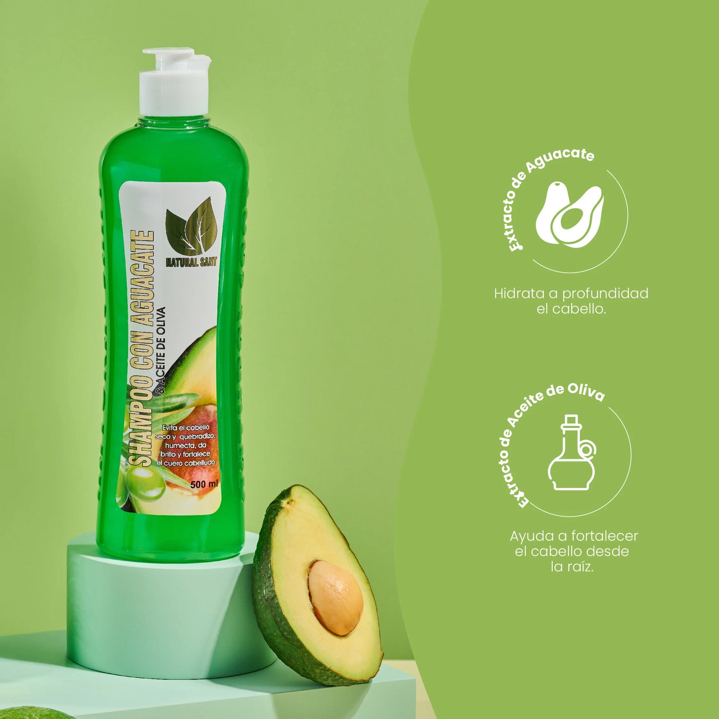 NATURAL SANTS SHAMPOO CON AGUACATE 500 ML